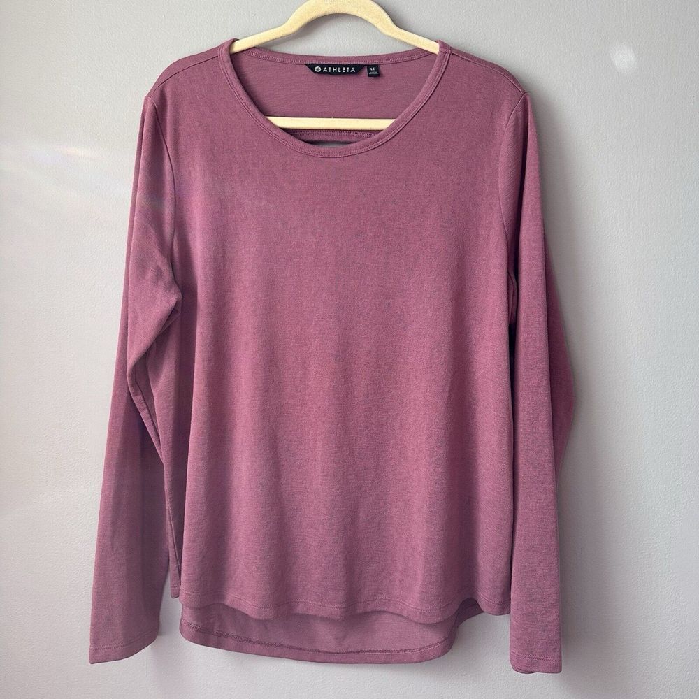 Athleta Cutout Breezy Open Back Dusty Rose Long Sleeve Tee 211405 LARGE‎ TALL